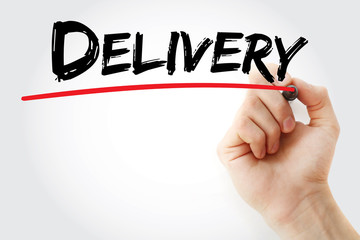 Hand writing Delivery with marker, concept background