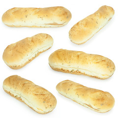 Set of bread isolated on white background.