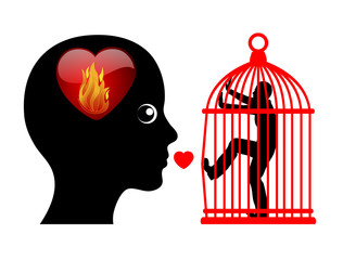 Possessive jealous Spouse. Paranoid woman with the fear of loss who tries to keep her partner under total under 

