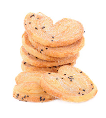 Black heart sesame biscuit  isolated on white background