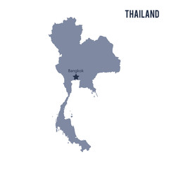 Vector map of Thailand isolated on white background.