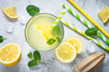 Fototapeta Lemonade. Traditional Summer drink.Top view. obraz