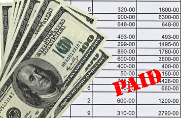 Money resting upon count with inscription is paid