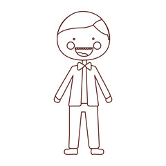 sketch contour smile expression cartoon young with formal suit vector illustration