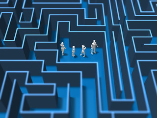 Familiar family figures in the center of the maze