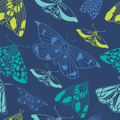 Fototapeta na wymiar Summer moth seamless vector pattern. Happy and colorful design.