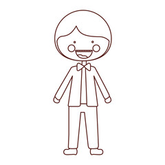 sketch contour smile expression cartoon man with formal suit vector illustration