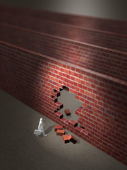 Business figure heading to a hole with a hole