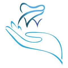 hand holding stylized tooth