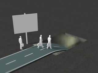 Business figures going down the basement