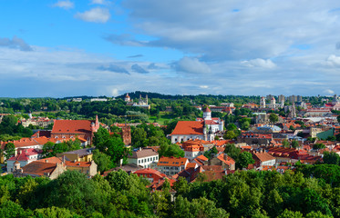 Fototapeta na wymiar Summer panoramic view of Old Town from Mount of Gediminas, Vilnius, Lithuania
