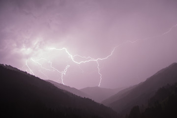 Lightning rages through the sky during a storm in Austria.