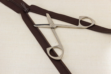 Composition shears cut the zipper