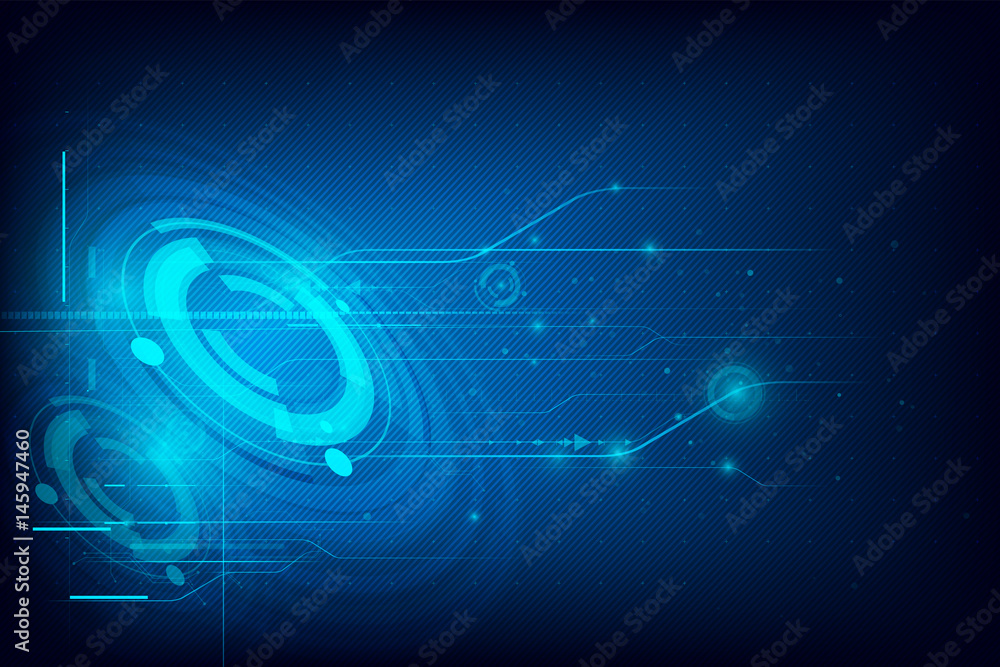 Poster futuristic cyber technology abstract background with dotted circle hud head up display panel vector 