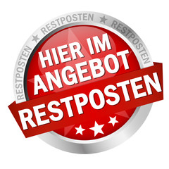 button with text Hier in Angebot Restposten