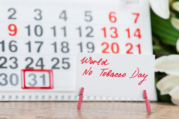 31 may World No Tobacco Day on the calendar