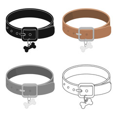 Dog collar icon in cartoon style isolated on white background. Veterinary clinic symbol stock vector illustration.