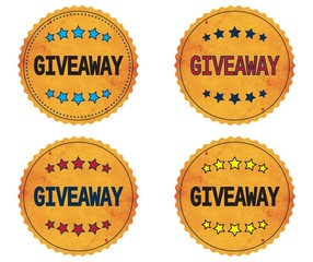 GIVEAWAY text, on round wavy border vintage, stamp badge.
