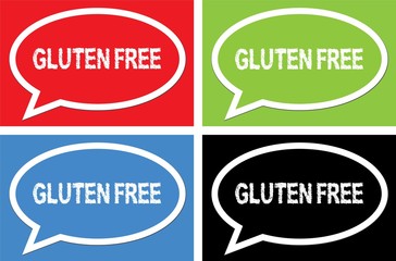 GLUTEN FREE text, on ellipse speech bubble sign.