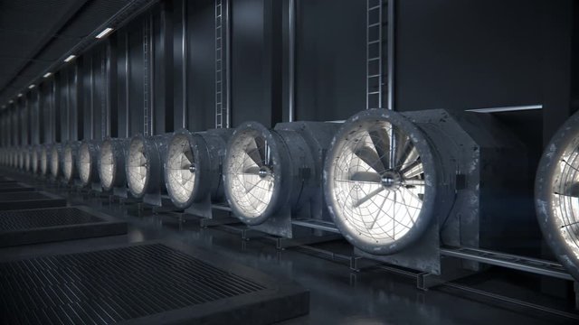 Cooling system for data center. 

Industrial loopable background.
High-quality 4K 3D rendering