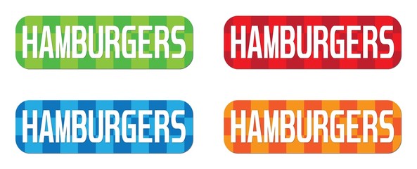 HAMBURGERS text, on rectangle, zig zag pattern stamp sign.