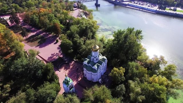 Monastic island. Church. Dnepropetrovsk. Shot the dji Phanom 3pro