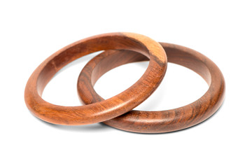 Wooden bracelets on white