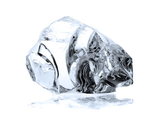 Crystal glass rock isolated on white background