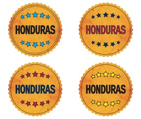 HONDURAS text, on round wavy border vintage, stamp badge.