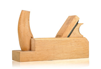 Wooden jack plane isolated on white