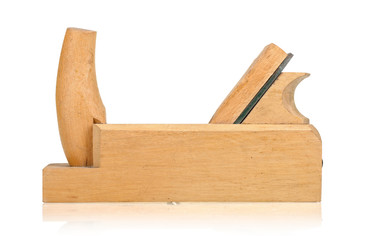 Wooden jack plane isolated on white
