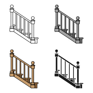 Stairs icon in cartoon style isolated on white background. Sawmill and timber symbol stock vector illustration.