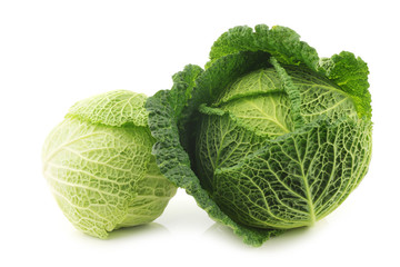 Fototapeta premium two green cabbages on a white background