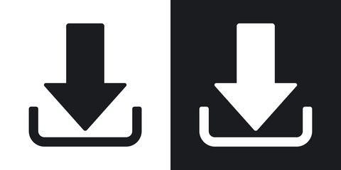 Vector download icon. Two-tone version on black and white background