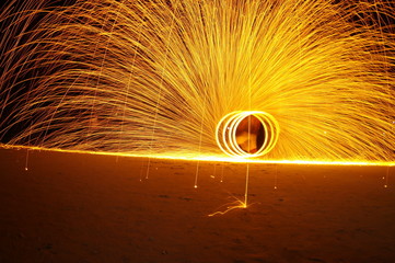 Amazing Fire Show at night on samet Island, Thailand