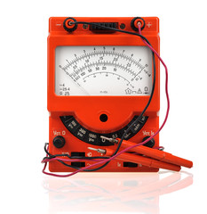 Analog vintage multimeter isolated on white