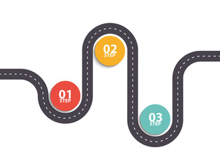 Infographic template. Three steps asphalt Road diagram. Vector EPS 10