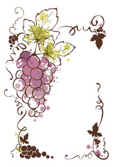 Frame from grapes -- splash watercolor / Vector illustration, floral design element