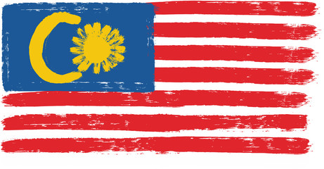 Malaysia Flag Vector Hand Painted with Rounded Brush