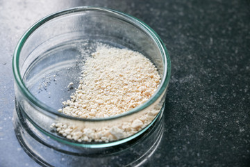 Analysis of stone samples in laboratory.