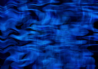 Bright background of intersecting satin blue wavy stripes and lines