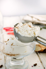 Delicious summer dessert - ginger ice cream on white