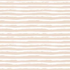 Papier peint Rayures horizontales Modèle sans couture avec des rayures horizontales dessinées à la main, des lignes. Abstrait mignon pastel dans un style scandinave naïf. Couleurs blanc et beige, ou pêche clair. Illustration vectorielle.