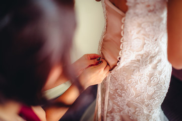 Obraz na płótnie Canvas wedding dress ivory rear view