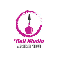 nail salon manicure pedicure logo with text space for your slogan / tagline, vector illustration
