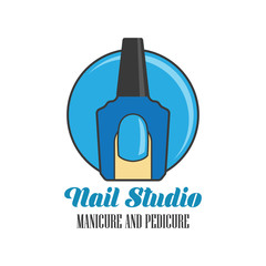 nail salon manicure pedicure logo with text space for your slogan / tagline, vector illustration
