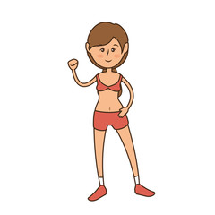 woman wearing sport clothes, cartoon icon over white background. fitness lifestyle concept. colorful design. vector illustration