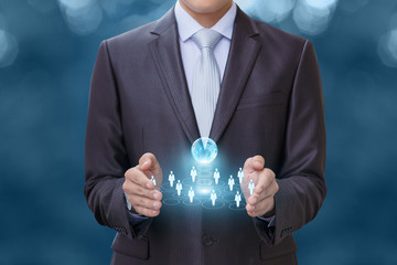 Business network in the hands.