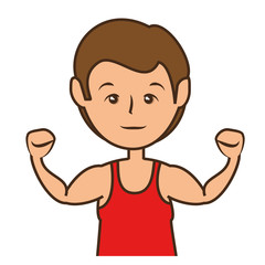 man, cartoon icon over white background. fitness lifestyle concept.  colorful design. vector illustration