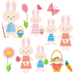 Obraz premium Cute Easter bunny vector cartoon illustration